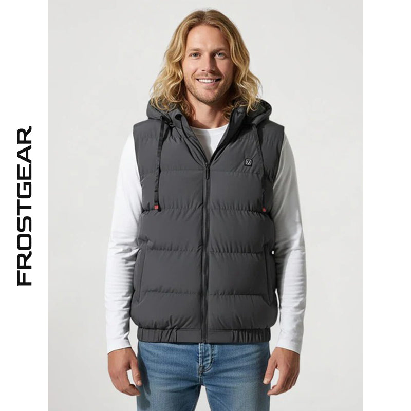 Gilet chauffant capuche gris