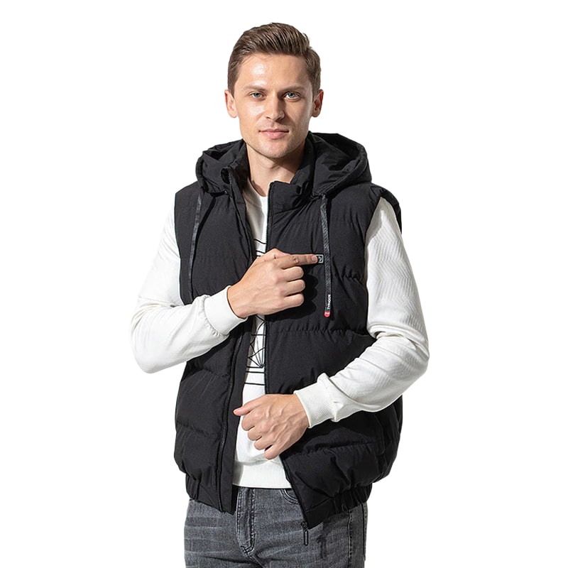 Gilet chauffant capuche noir