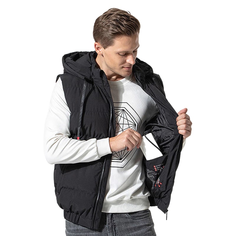 Gilet chauffant capuche noir