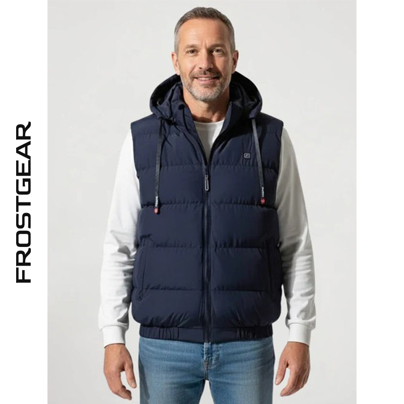 Gilet chauffant capuche bleu