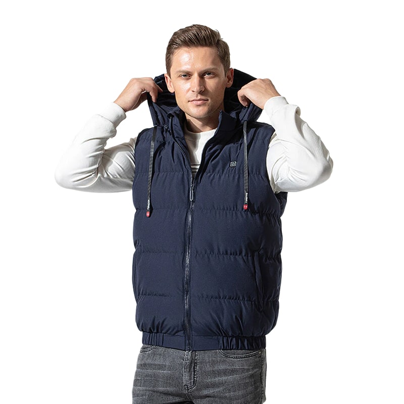 Gilet chauffant capuche bleu