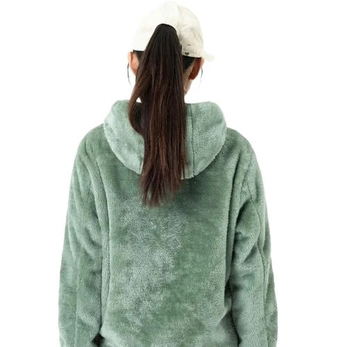 Sweat plaid capuche chauffant vert