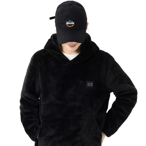 Sweat plaid capuche chauffant noir