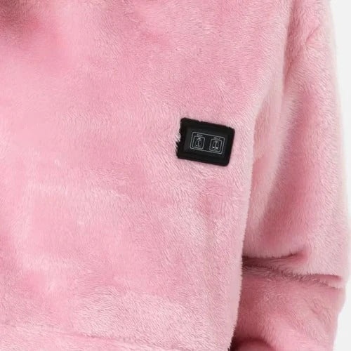 Sweat plaid capuche chauffant rose