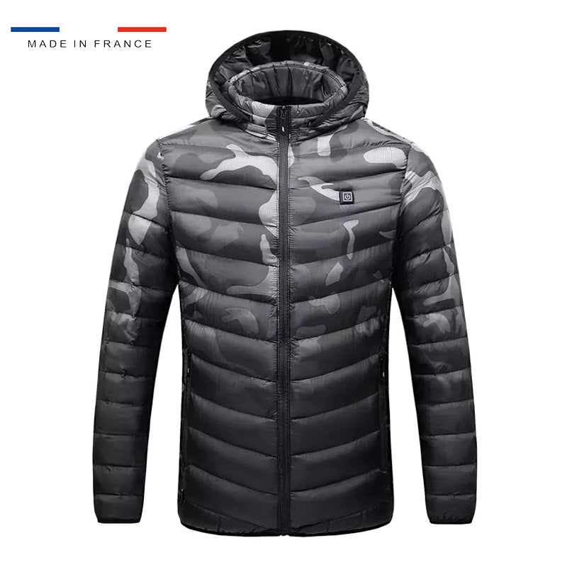Veste chauffante camouflage gris