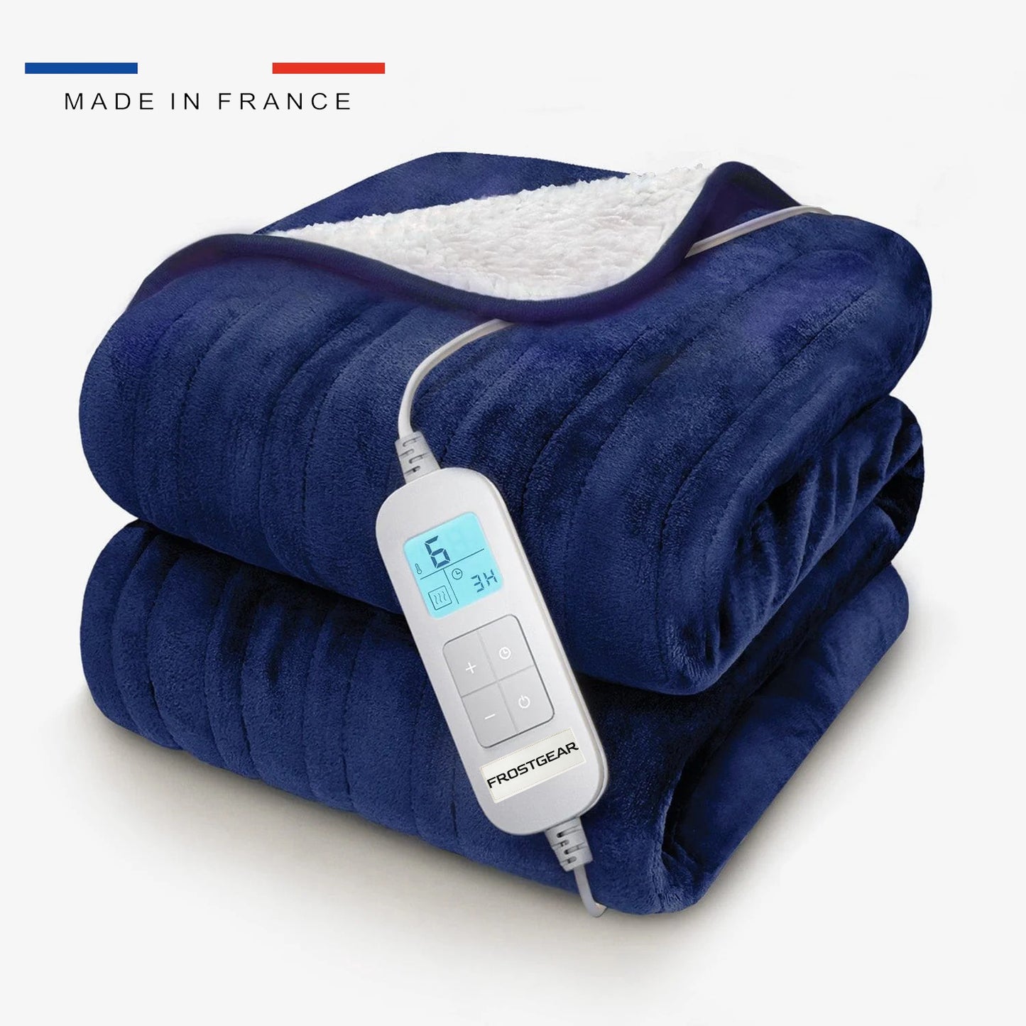 Couverture chauffante en polaire et sherpa