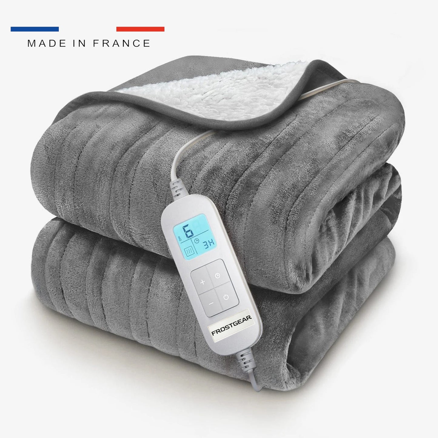 Couverture chauffante en polaire et sherpa