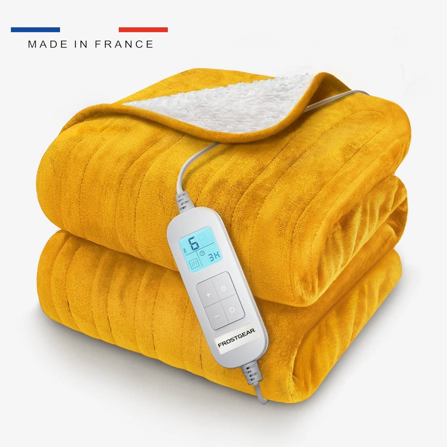 Couverture chauffante en polaire et sherpa