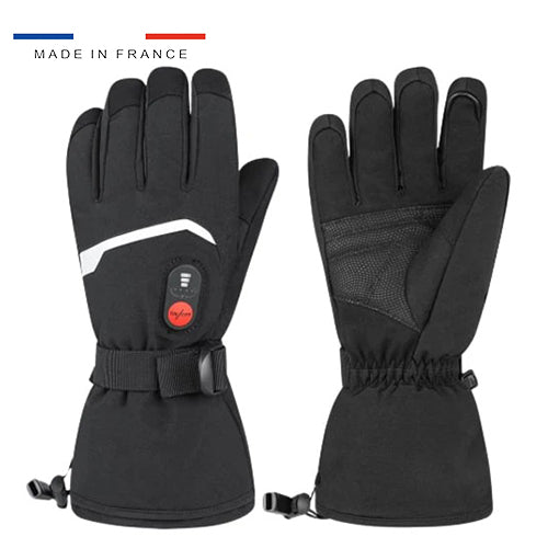 Gants chauffants ski rechargeables noirs