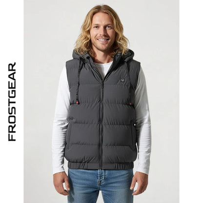 Gilet chauffant capuche gris
