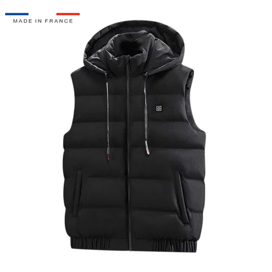 Gilet chauffant capuche noir