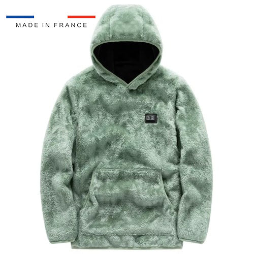 Sweat plaid capuche chauffant vert