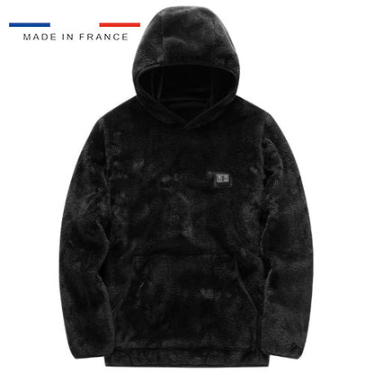Sweat plaid capuche chauffant noir