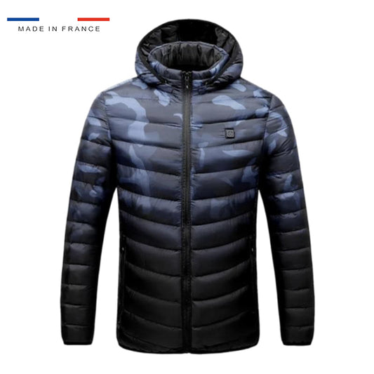 Veste chauffante camouflage bleue