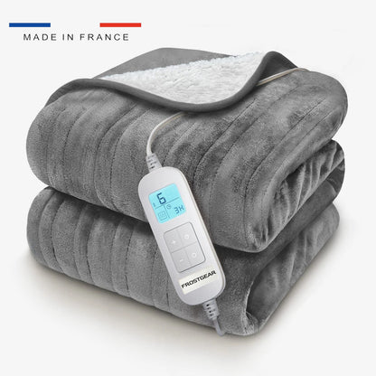 Couverture chauffante en polaire et sherpa