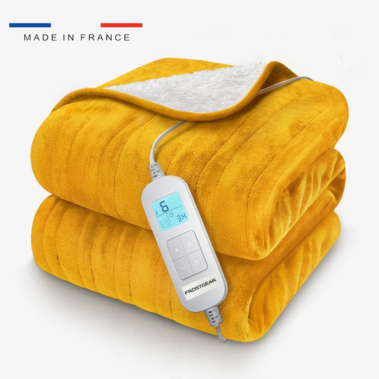 Couverture chauffante en polaire et sherpa